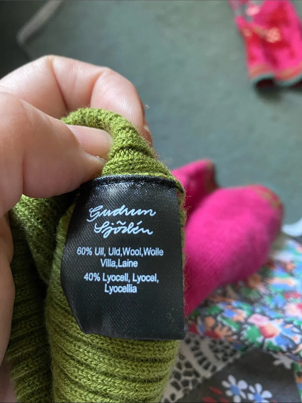 Pink & Green Vibrant Horse Motif Fingerless Gloves.